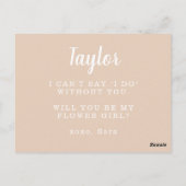 Perzikland en wit Bloemenmeisje-voorstel Briefkaart (Achterkant)