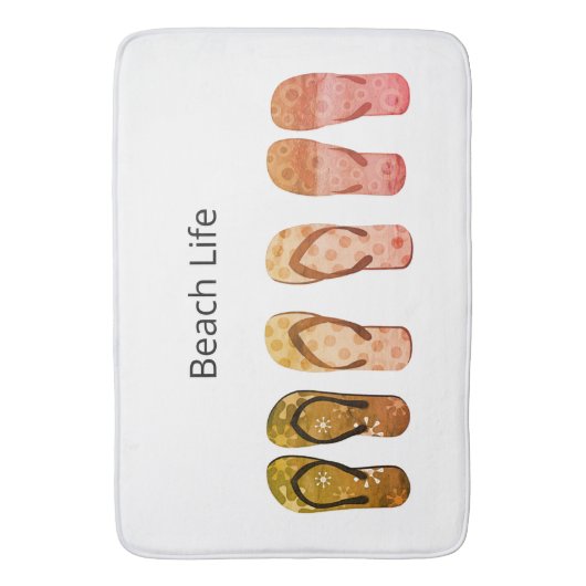 Perzikleven en Rode Teenslippers Badmat (Voorkant Verticaal)