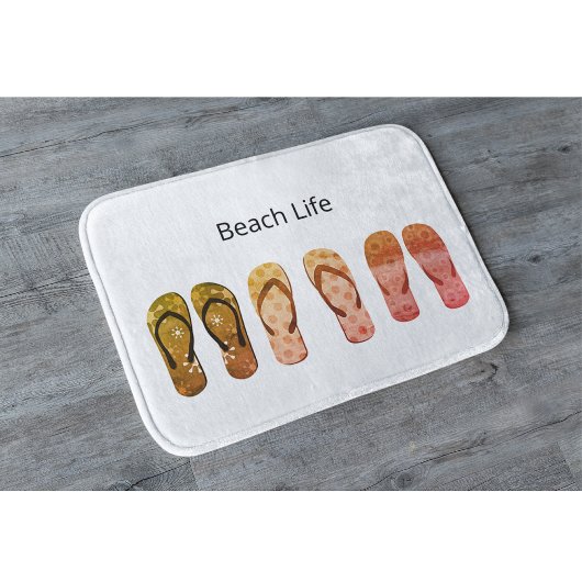 Perzikleven en Rode Teenslippers Badmat