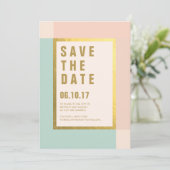 Perzikmannetje + goudolie Bewaar de datums | Wedde Save The Date (Staand voorkant)