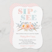 Perzikmannetje Meet Baby Girl of Sip en zie Partij Kaart (Voorkant / Achterkant)