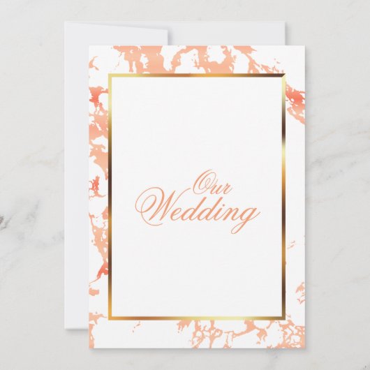 Perzikmarmer, gouden en witte uitnodiging (Achterkant)