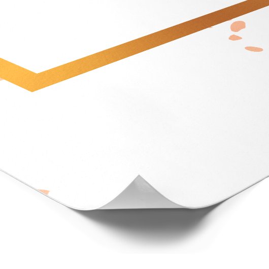 Perzikmarmer, gouden en witte - zittingskaart poster (Hoek)