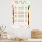 Perzikmarmer, gouden en witte - zittingskaart poster (Keuken)