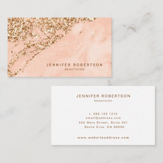 Perzikmarmer met Gold Glitter Visitekaartje (Voorkant / Achterkant)