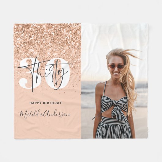 Perzikmeisjes moderne glitterfilm 30 jaar oud  fleece deken (Voorkant (Horizontaal))