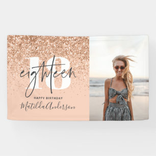 Perzikmeisjes moderne glitterschil 18-jarig decor spandoek