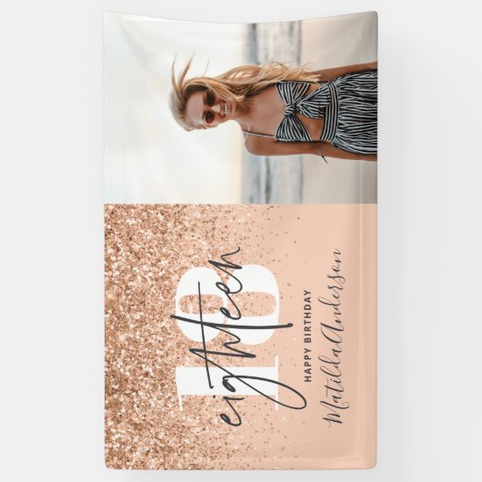 Perzikmeisjes moderne glitterschil 18-jarig decor spandoek (Verticaal)