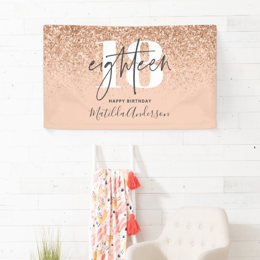 Perzikmeisjes moderne glitterschil 18-jarig decor spandoek (Insitu)