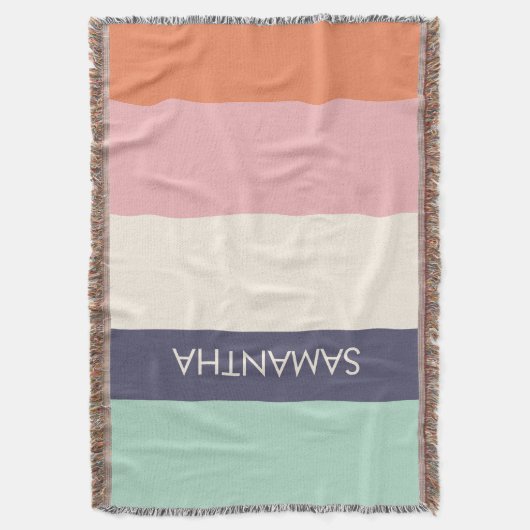 Perzikmint Moderne kleurenblokken Stripes personal Deken (Voorkant Verticaal)