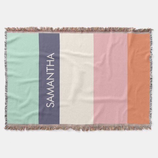 Perzikmint Moderne kleurenblokken Stripes personal Deken (Voorkant)