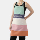 Perzikmint Moderne kleurenblokken Stripes personal Schort (Insitu)