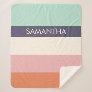 Perzikmint Moderne kleurenblokken Stripes personal Sherpa Deken