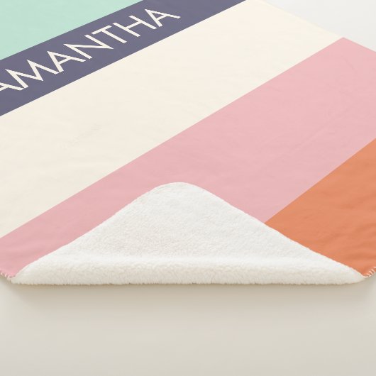 Perzikmint Moderne kleurenblokken Stripes personal Sherpa Deken (3/4)