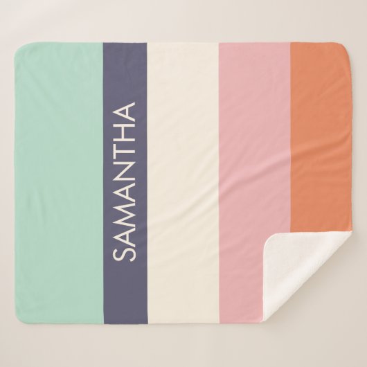 Perzikmint Moderne kleurenblokken Stripes personal Sherpa Deken (Voorkant (horizontaal))