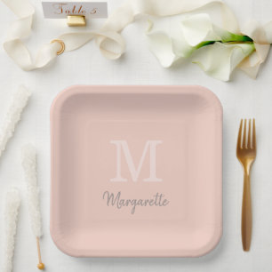 Perziknaam en Initiaal Monogram Papieren Borden Bordje