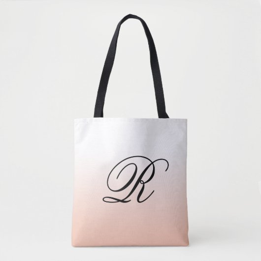 Perzikombre boven elke kleur met monogram tote bag (Voorkant)