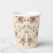 Perzikontwerper en groene Floral Designer Papieren Bekers (Rechts)