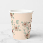 Perzikontwerper en groene Floral Designer Papieren Bekers (Voorkant)