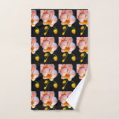 Perzikorchidee op zwarte handdoekenset bad handdoek (Handdoek)