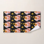 Perzikorchidee op zwarte handdoekenset bad handdoek (Handdoek)