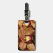 Perzikorchideeën met regendruppels bagagelabel (Voorkant verticaal)