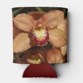 Perzikorchideeën met regendruppels bloemig blikjeskoeler (Achterkant)