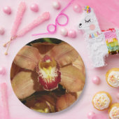 Perzikorchideeën met regendruppels papieren bordje (Feest)