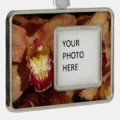 Perzikorchideeën met regendruppels verzilverd omlijst ornament (Rechts)