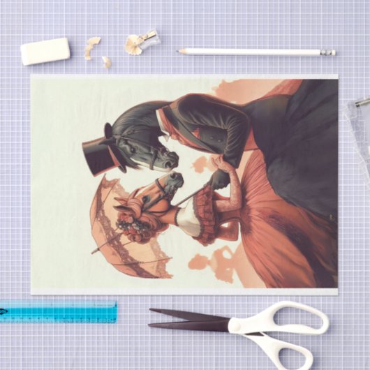  perzikpaard dat ontkoppeling voorstelt tissuepapier (Craft)