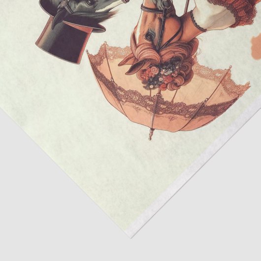  perzikpaard dat ontkoppeling voorstelt tissuepapier (Detail)