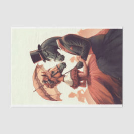  perzikpaard dat ontkoppeling voorstelt tissuepapier