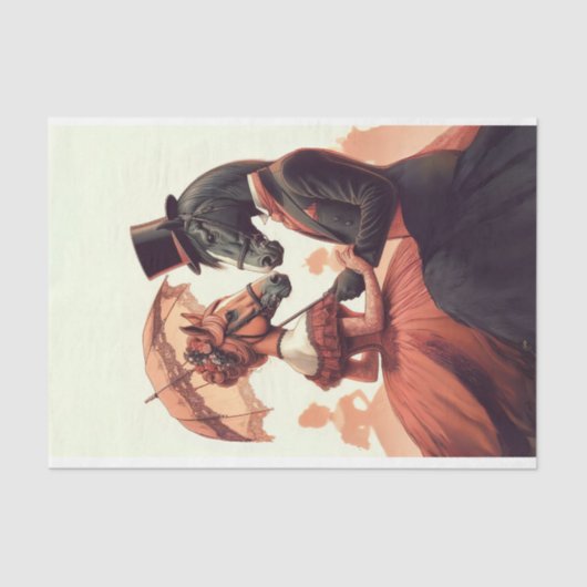  perzikpaard dat ontkoppeling voorstelt tissuepapier (Voorkant)