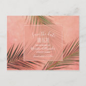 Perzikpalm Beach Weddenschap Save the Dates Briefkaart (Voorkant)