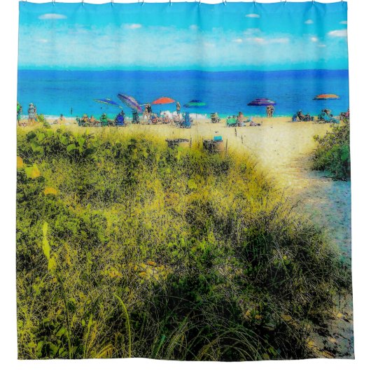 Perzikparaplu's langs de oceaan douchegordijn (Voorkant)