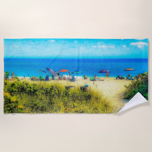 Perzikparaplu's langs de oceaan strandlaken (Voorkant)
