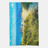 Perzikparaplu's langs de oceaan theedoek (Verticaal)