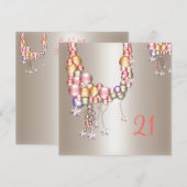 Perzikparels sterren 21e verjaardag Kaart (Voorkant / Achterkant)