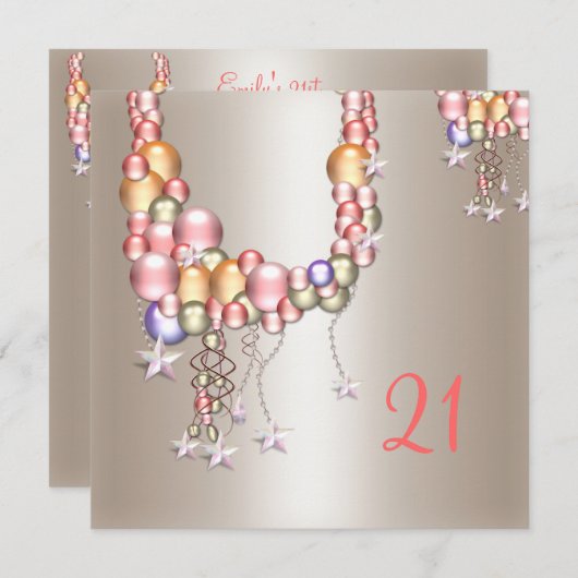  Perzikparels sterren 21e verjaardag Kaart (Voorkant / Achterkant)