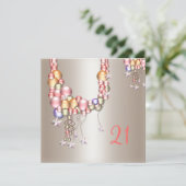 Perzikparels sterren 21e verjaardag Kaart (Staand voorkant)