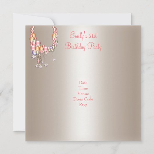  Perzikparels sterren 21e verjaardag Kaart (Achterkant)