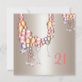  Perzikparels sterren 21e verjaardag Kaart (Voorkant)