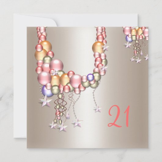 Perzikparels sterren 21e verjaardag Kaart (Voorkant)