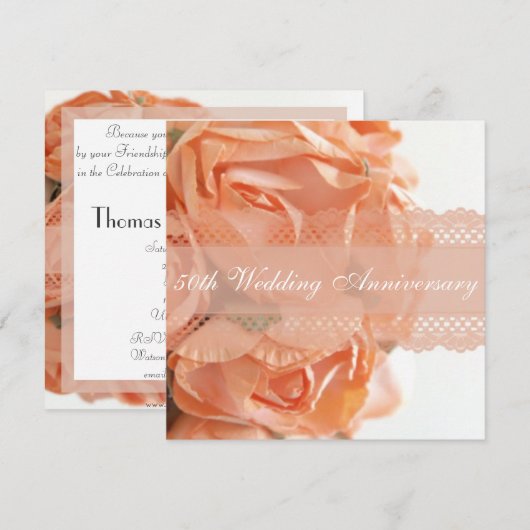 Perzikpartij bij het Jubileum van Perzik Rozen en Kaart (Voorkant / Achterkant)