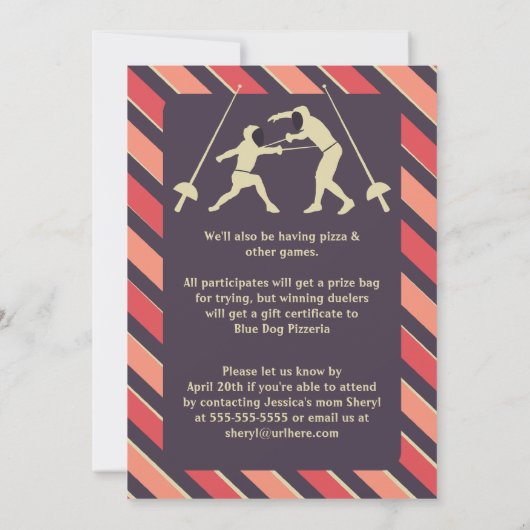 Perzikpartij en Paarse afschermingsdag uitnodiging (Achterkant)