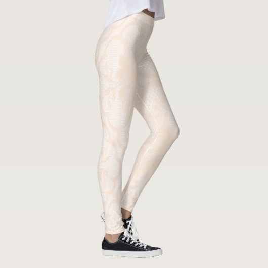 Perzikpasta Floral Delicate Powder Cream Lace Leggings (Rechts)