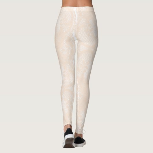 Perzikpasta Floral Delicate Powder Cream Lace Leggings (Achterkant)