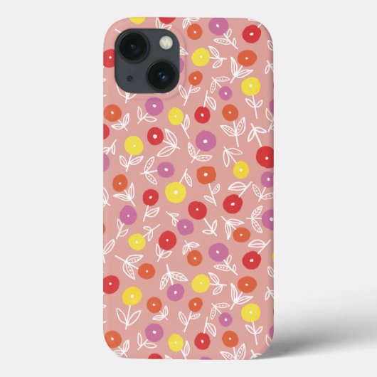 Perzikpasta Floral Ditsy iPhone Case (Achterkant)