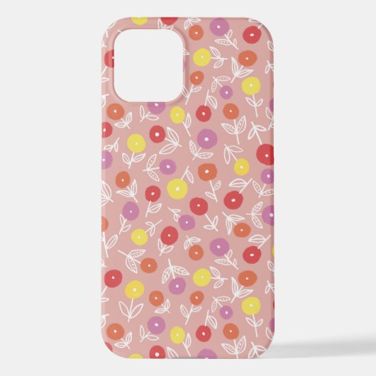 Perzikpasta Floral Ditsy iPhone Case Hoesje (Achterkant)