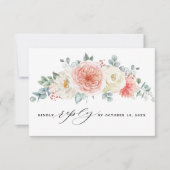 Perzikpasteitje Pastel Pink Floral Wedden RSVP Kaartje (Voorkant)